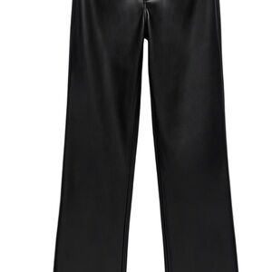 Zara Black Leather-Style Trousers
